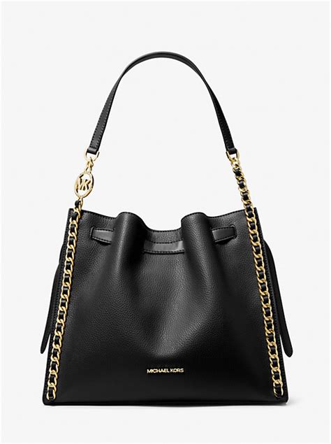 michael kors mina large chain shoulder tote|mina suede chain shoulder bag.